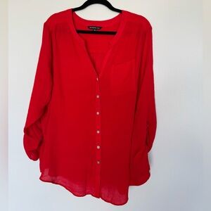 Zac & Rachel Vibrant Red Button Down Blouse
